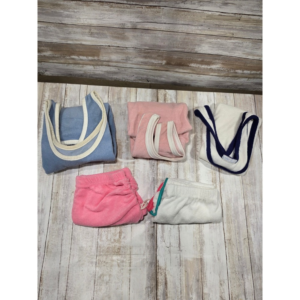 Vintage 80s Terry Cloth Loungewear Knitwaves Joli Pink White Blue  
READ TLC